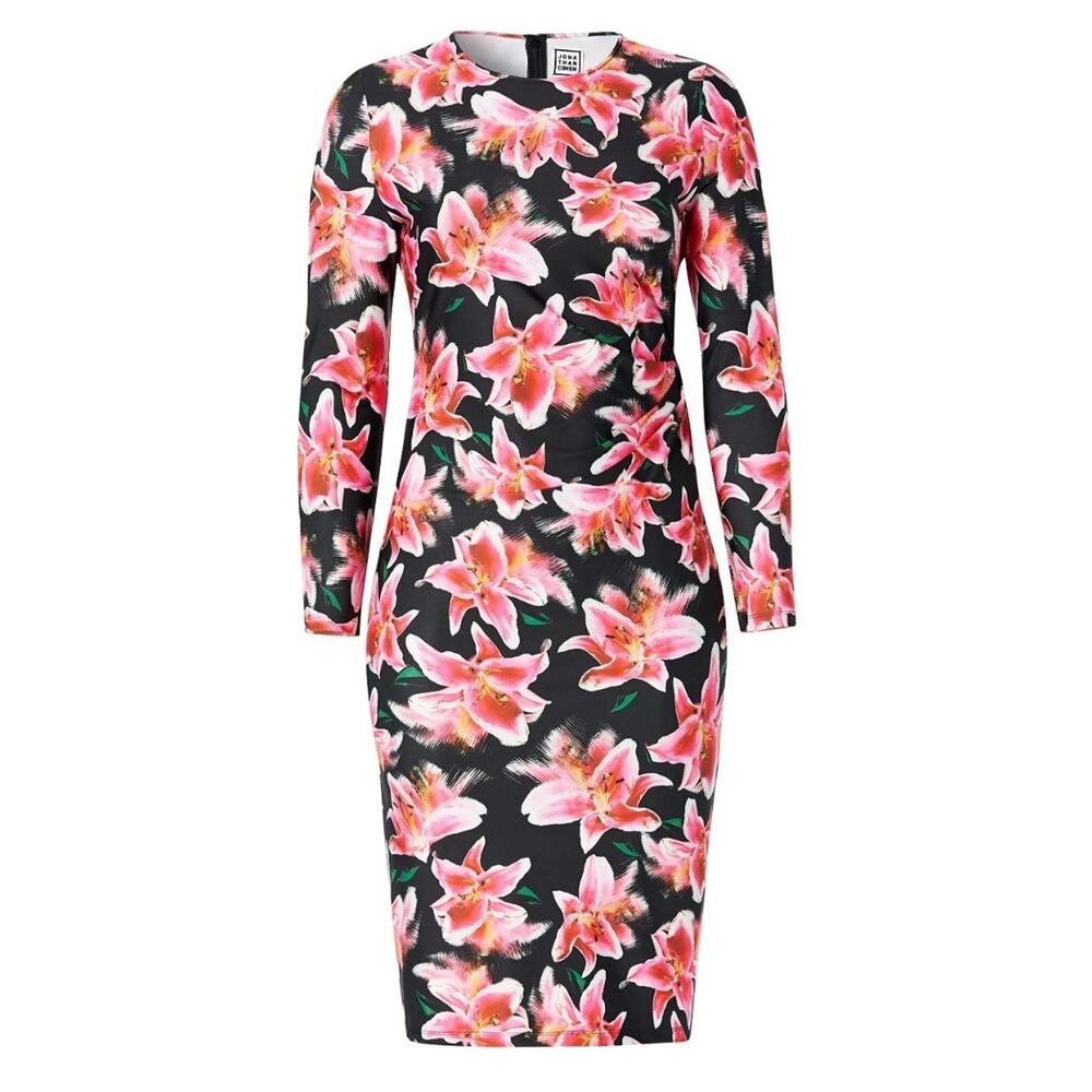JONATHAN COHEN Pink Lily Side Twist Midi Dress Sustainable Nordstrom L NWT $398